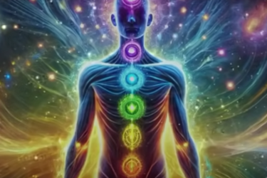 A person with seven chakras Description automatically generated